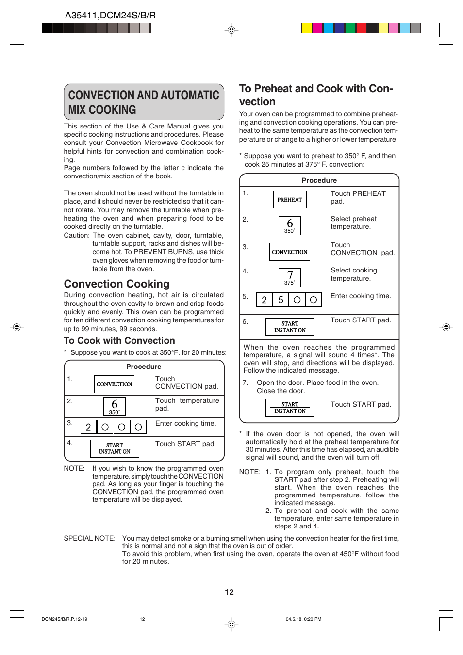 Convection and automatic mix cooking, Convection cooking | Dacor DCM24 User Manual | Page 14 / 32