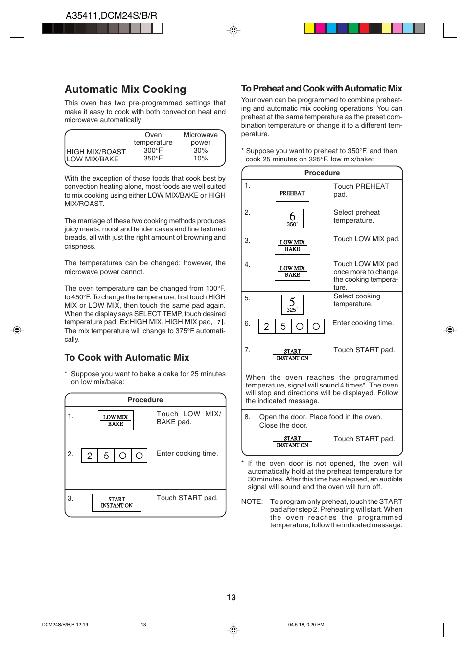 Automatic mix cooking | Dacor DCM24 User Manual | Page 15 / 32