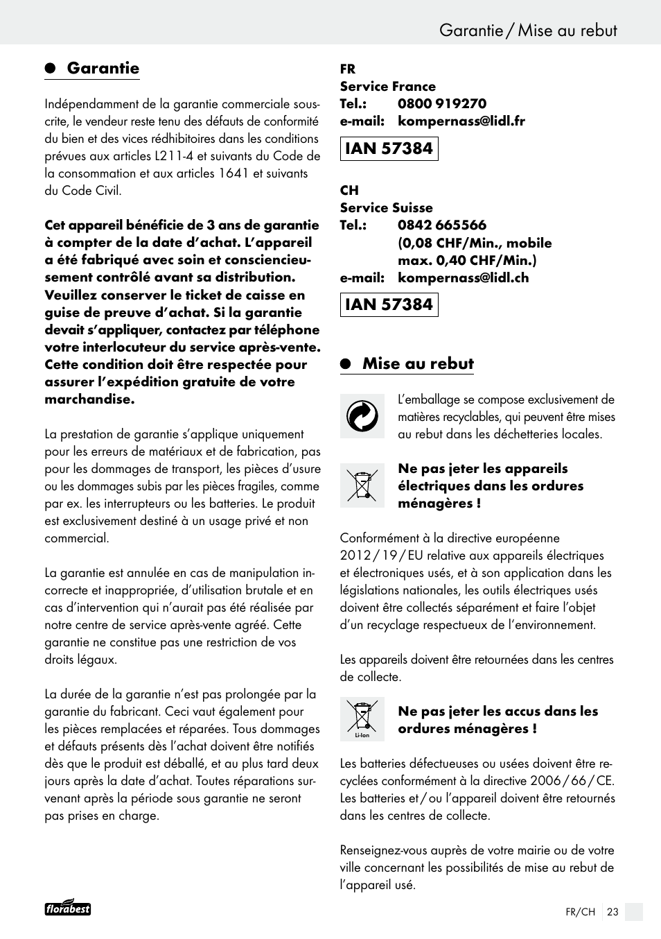 Garantie | Powerfix FAAS 10.8 A1 User Manual | Page 23 / 44