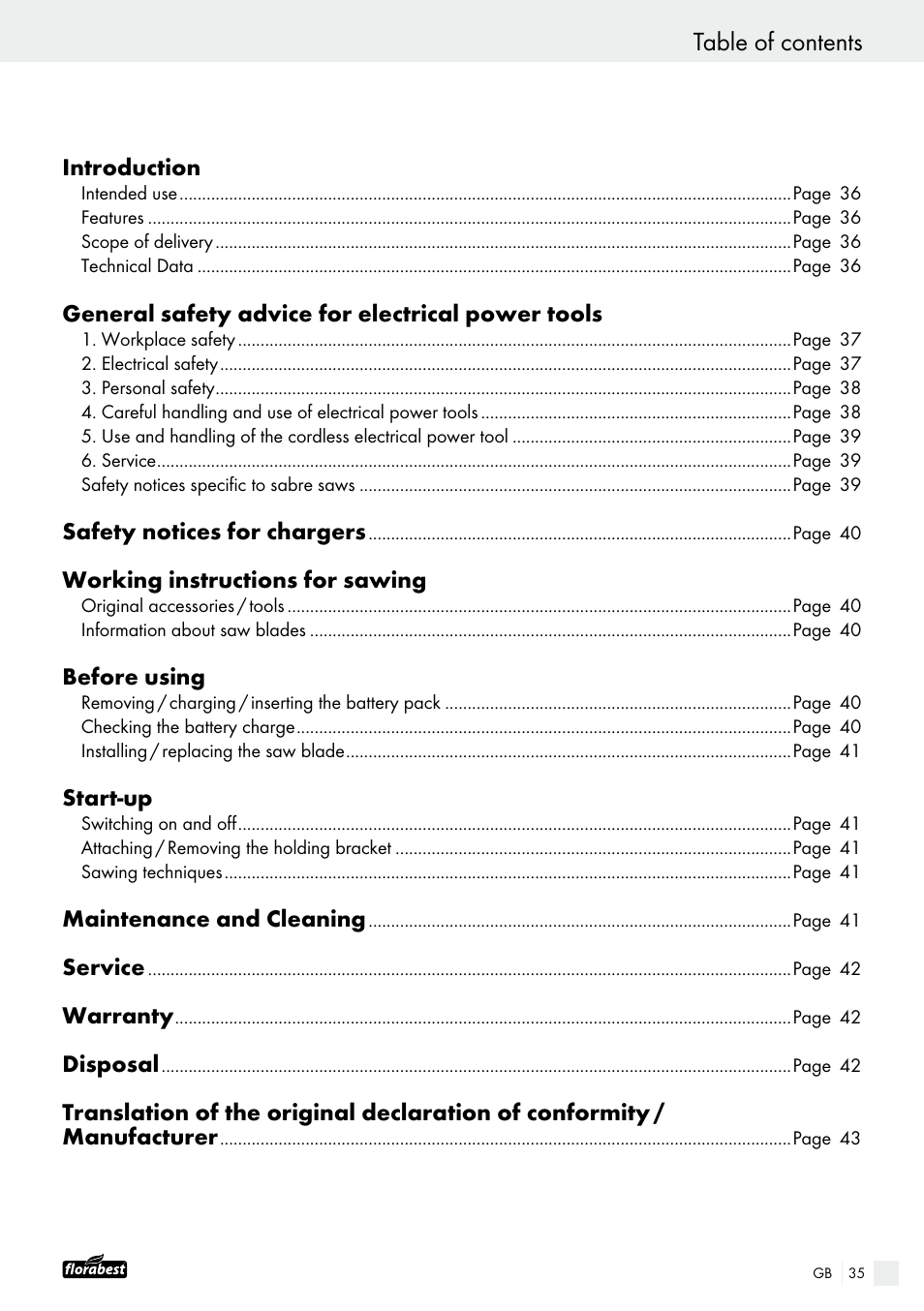 Powerfix FAAS 10.8 A1 User Manual | Page 35 / 44