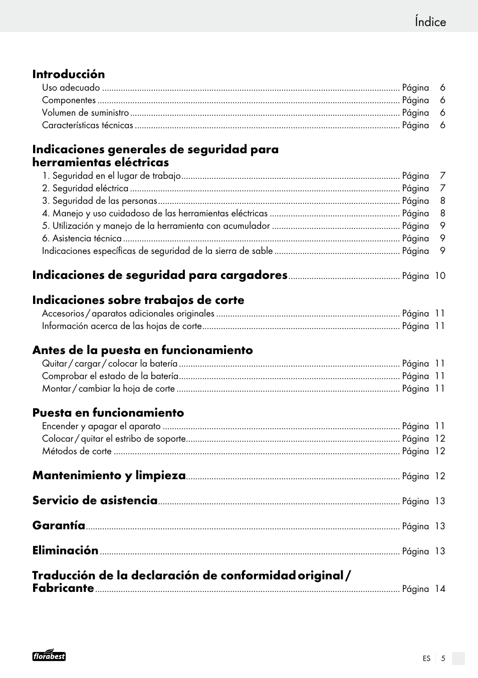 Índice | Powerfix FAAS 10.8 A1 User Manual | Page 5 / 55