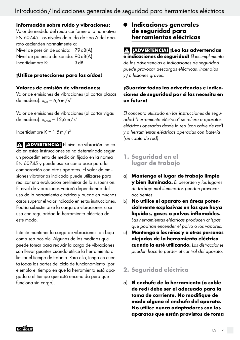 Seguridad en el lugar de trabajo, Seguridad eléctrica | Powerfix FAAS 10.8 A1 User Manual | Page 7 / 55