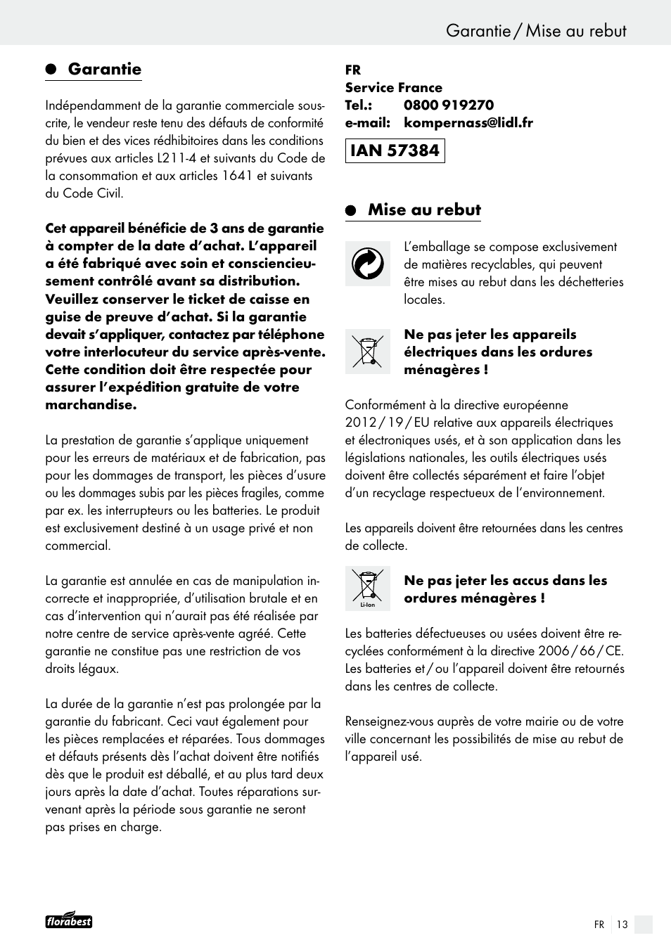 Garantie | Powerfix FAAS 10.8 A1 User Manual | Page 13 / 34