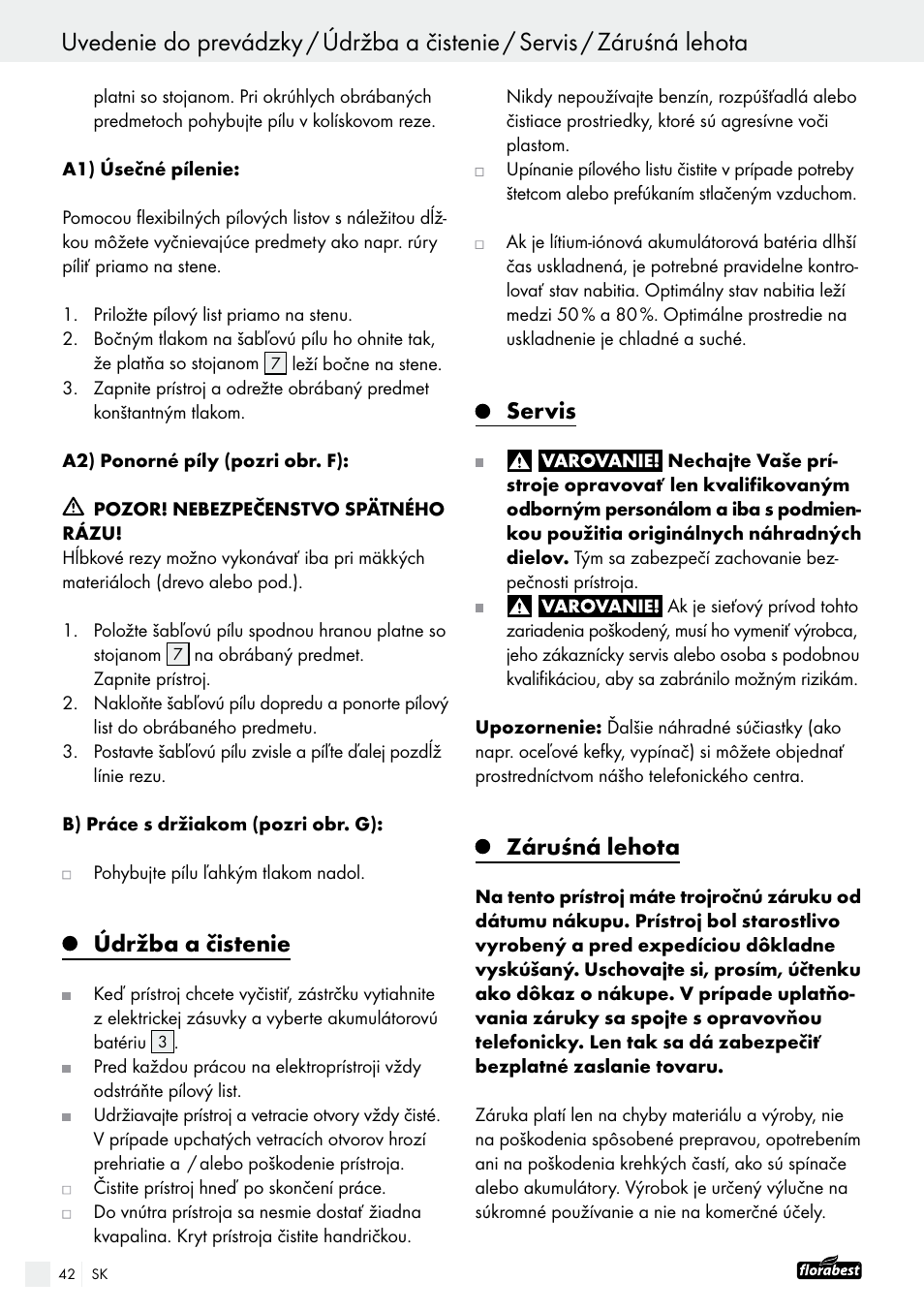 Údržba a čistenie, Servis, Záruśná lehota | Powerfix FAAS 10.8 A1 User Manual | Page 42 / 55