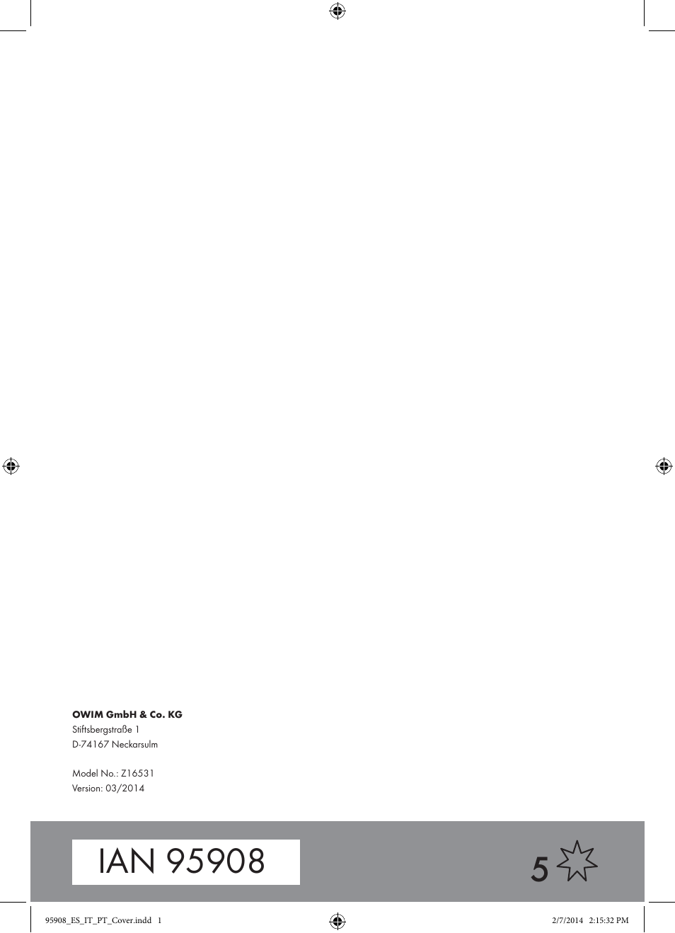 95908_es_it_pt_cover | Powerfix  Z16531 User Manual | Page 20 / 20