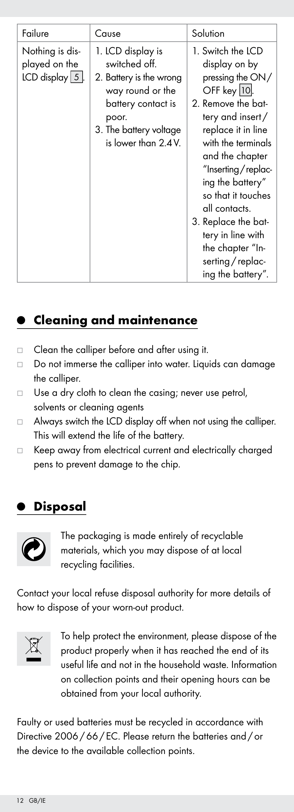 Cleaning and maintenance, Disposal | Powerfix Z22855 User Manual | Page 12 / 67