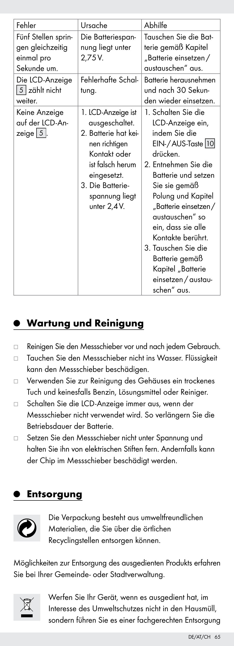 Wartung und reinigung, Entsorgung | Powerfix Z22855 User Manual | Page 65 / 67