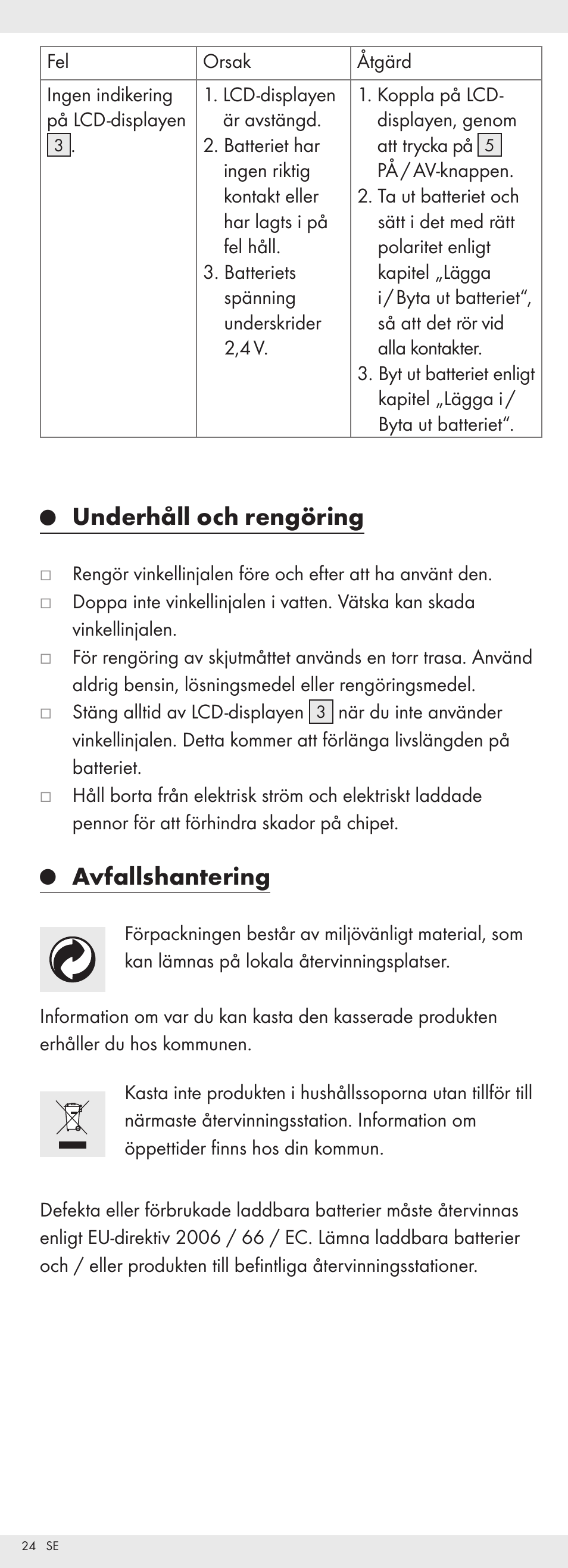 Underhåll och rengöring, Avfallshantering | Powerfix Z32118 User Manual | Page 25 / 54