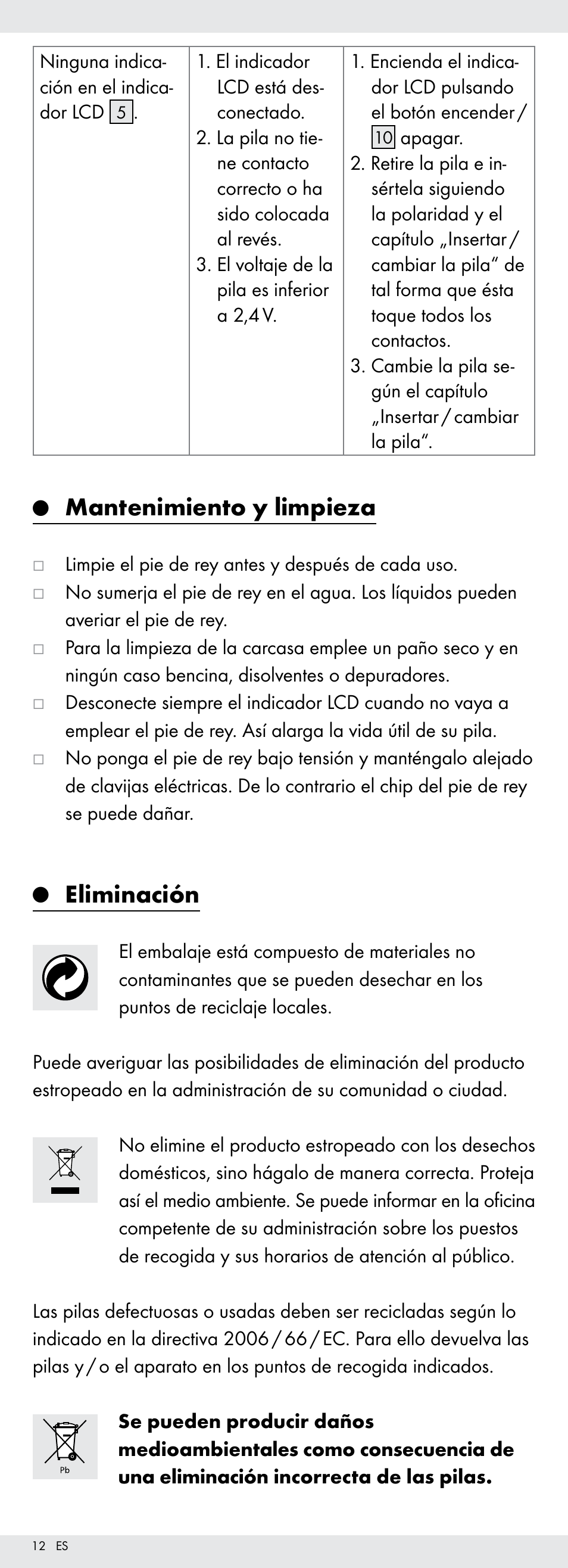 Mantenimiento y limpieza, Eliminación | Powerfix Z22855 User Manual | Page 12 / 50