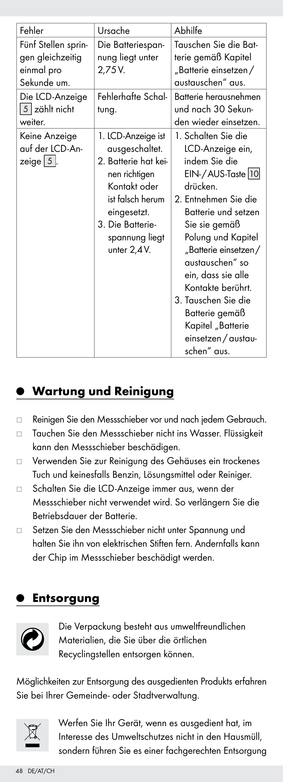 Wartung und reinigung, Entsorgung | Powerfix Z22855 User Manual | Page 48 / 50