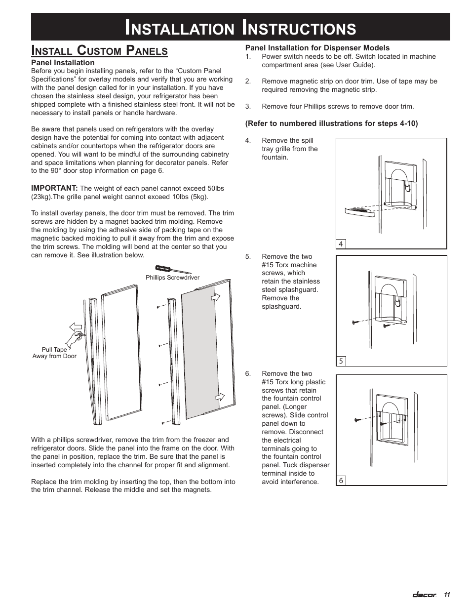 Nstallation, Nstructions | Dacor 100500 User Manual | Page 13 / 20