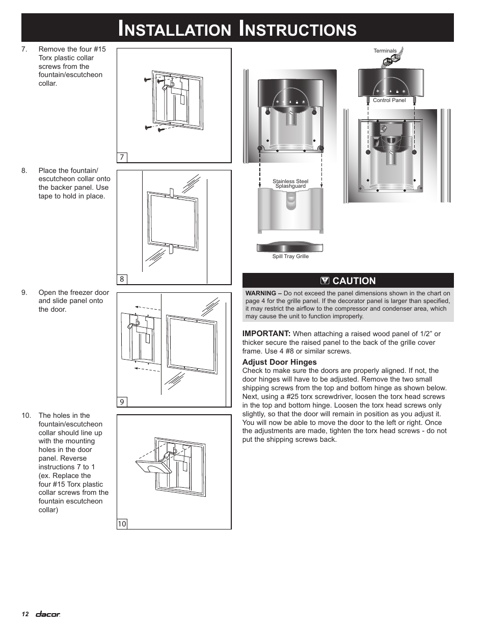 Nstallation, Nstructions | Dacor 100500 User Manual | Page 14 / 20