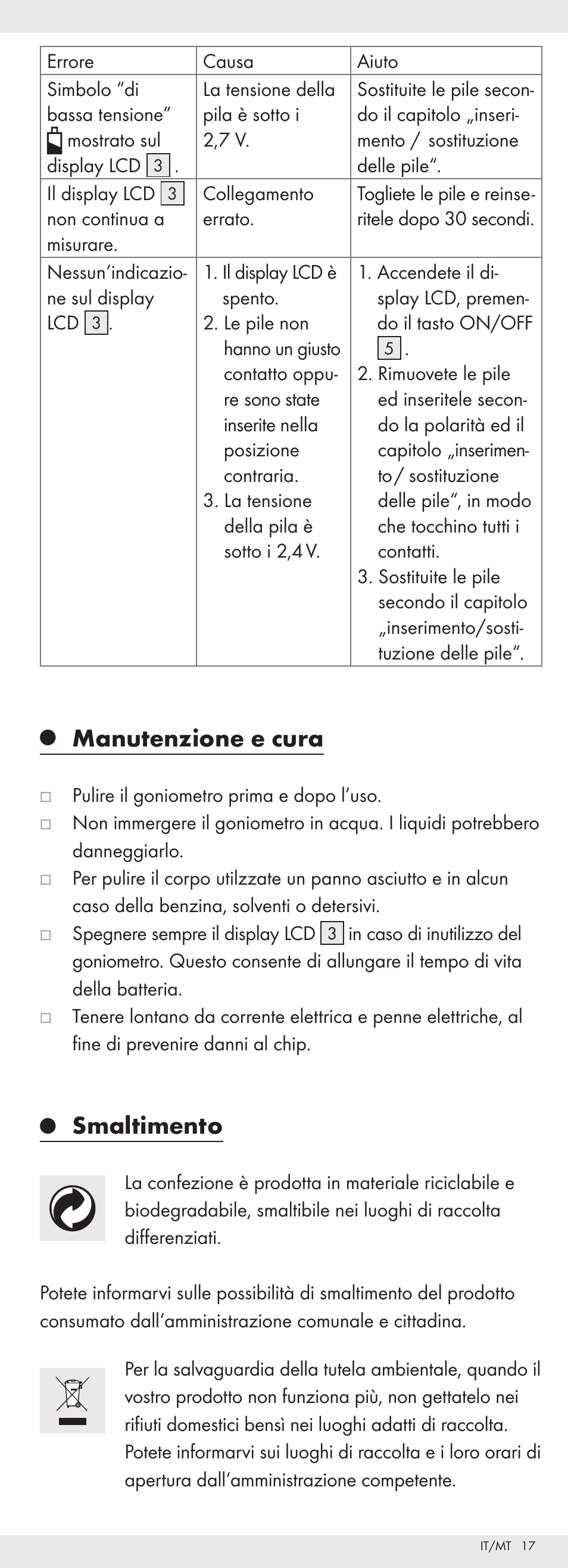 Manutenzione e cura, Smaltimento | Powerfix Z32118 User Manual | Page 18 / 40