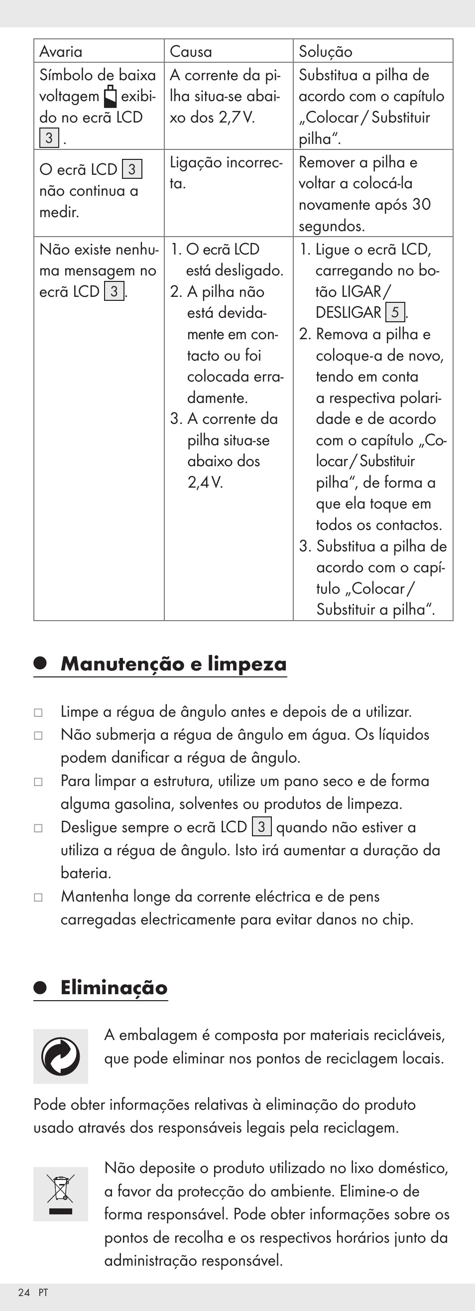 Manutenção e limpeza, Eliminação | Powerfix Z32118 User Manual | Page 25 / 40