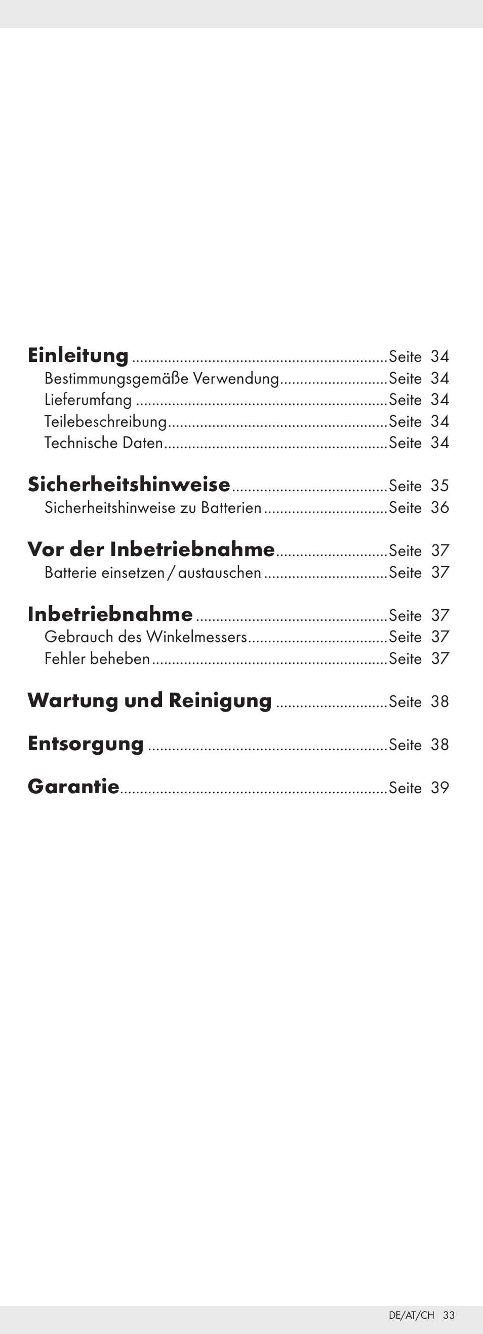 Einleitung, Sicherheitshinweise, Vor der inbetriebnahme | Inbetriebnahme, Wartung und reinigung, Entsorgung, Garantie | Powerfix Z32118 User Manual | Page 34 / 40