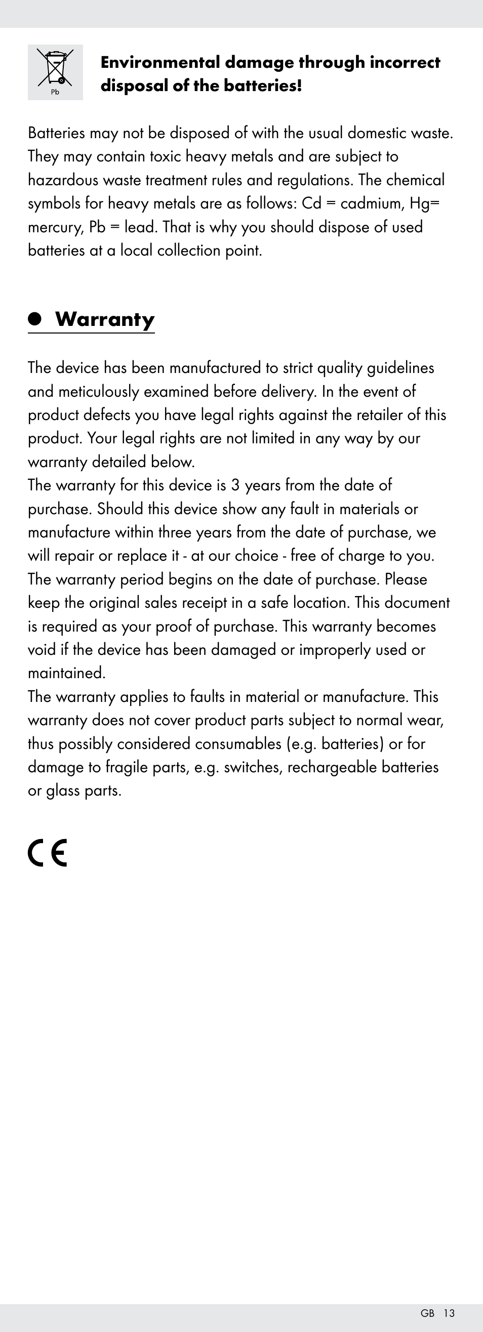 Warranty | Powerfix Z22855 User Manual | Page 13 / 68