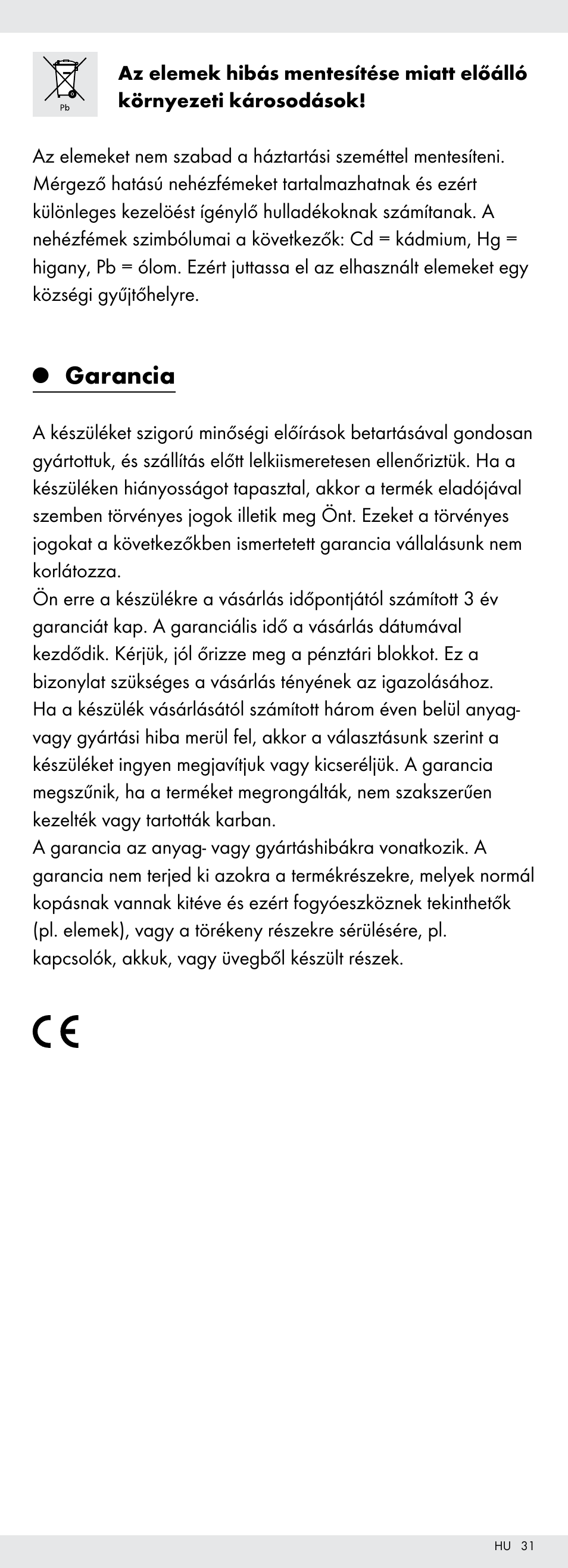 Garancia | Powerfix Z22855 User Manual | Page 31 / 68