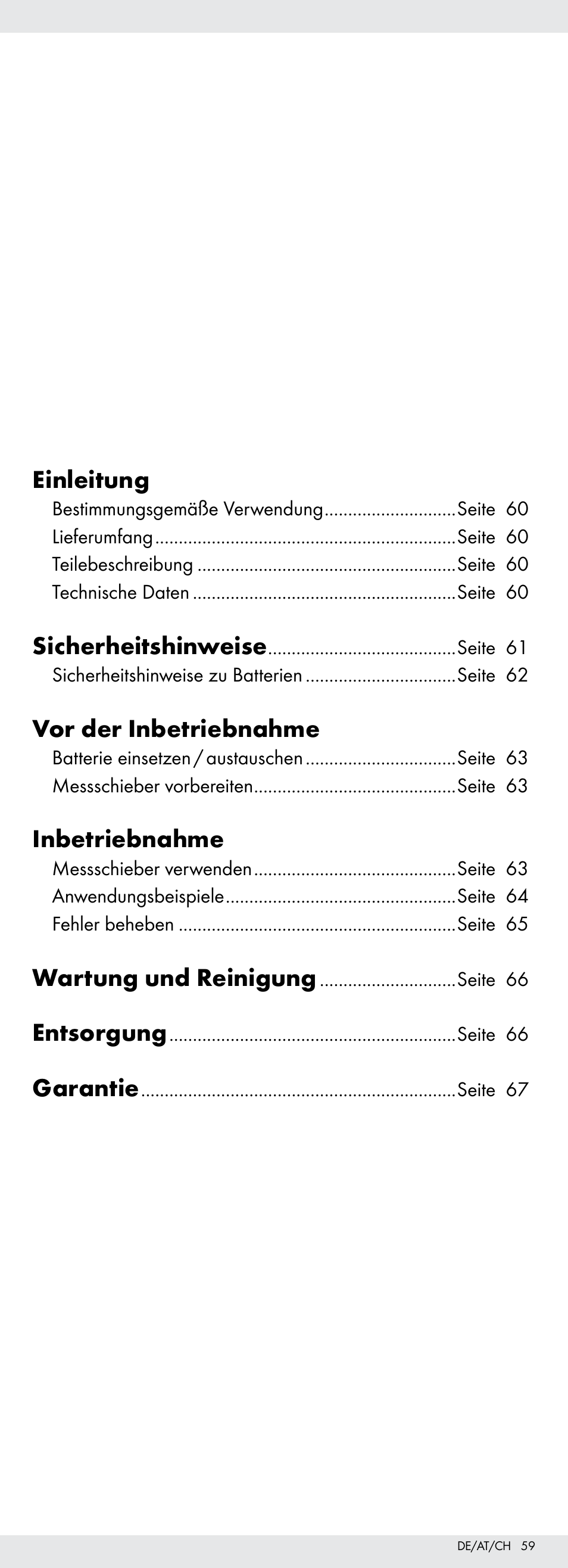 Einleitung, Sicherheitshinweise, Vor der inbetriebnahme | Inbetriebnahme, Wartung und reinigung, Entsorgung, Garantie | Powerfix Z22855 User Manual | Page 59 / 68