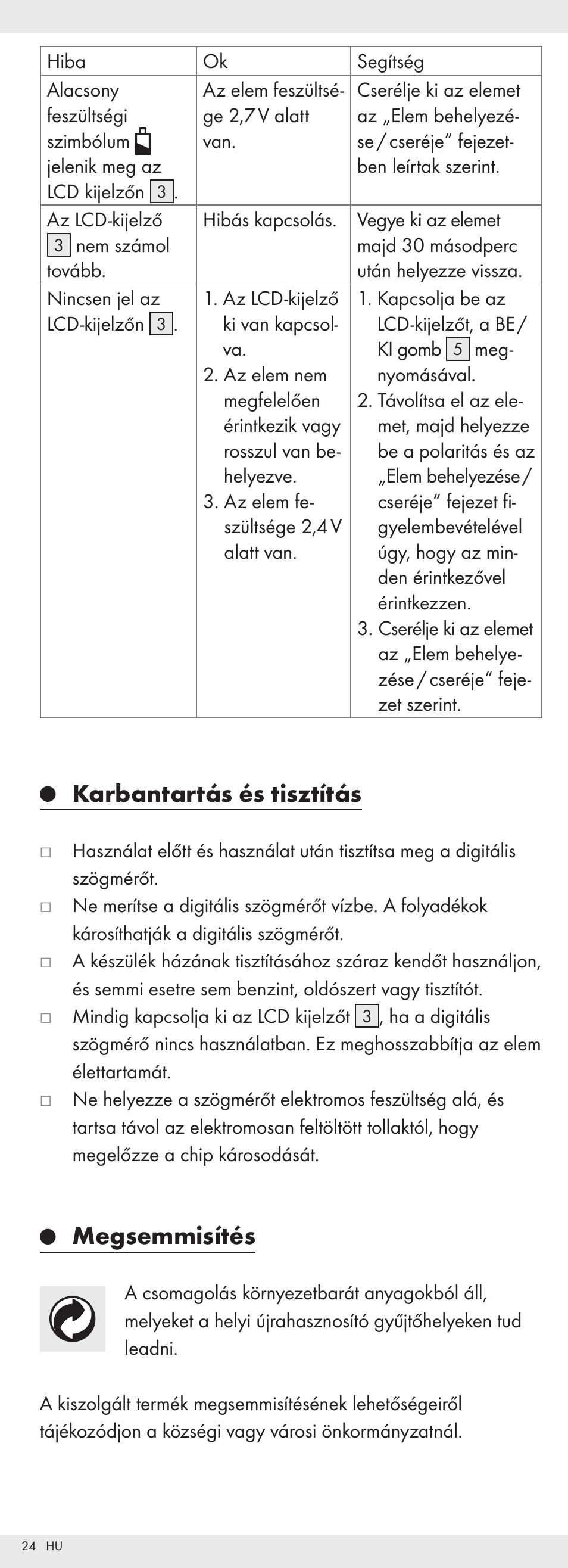 Karbantartás és tisztítás, Megsemmisítés | Powerfix Z32118 User Manual | Page 25 / 54