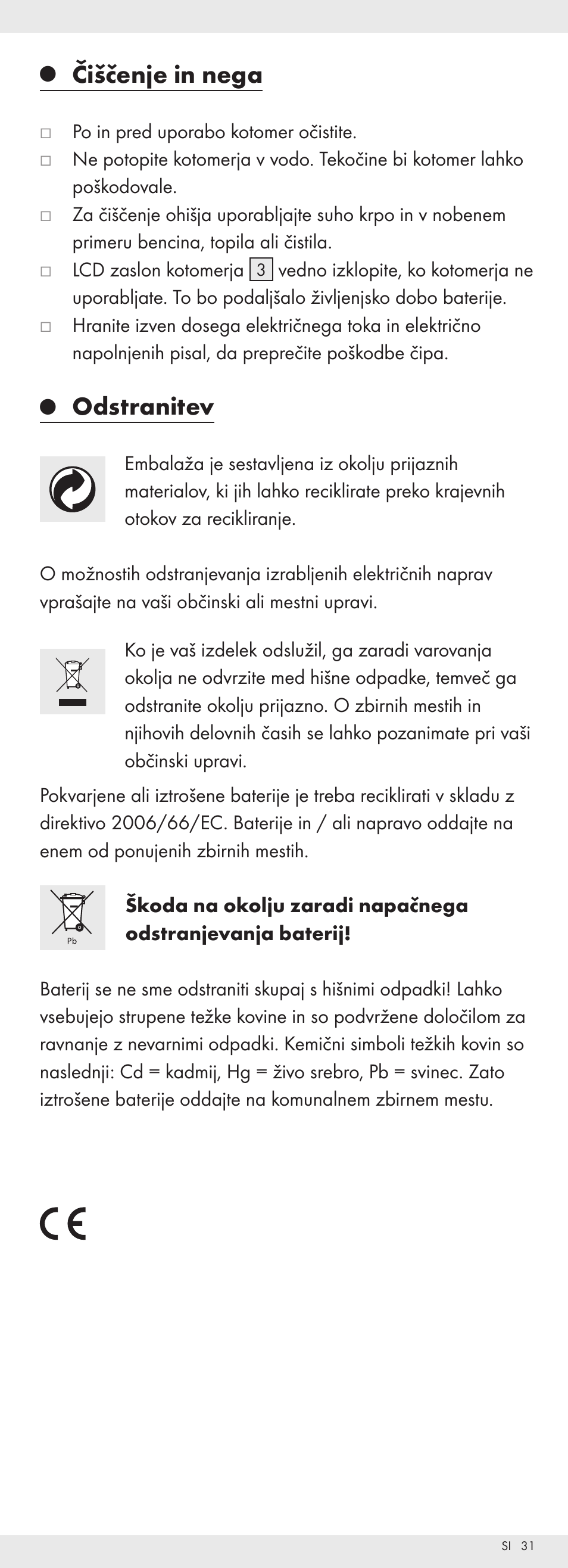 Čiščenje in nega, Odstranitev | Powerfix Z32118 User Manual | Page 32 / 54