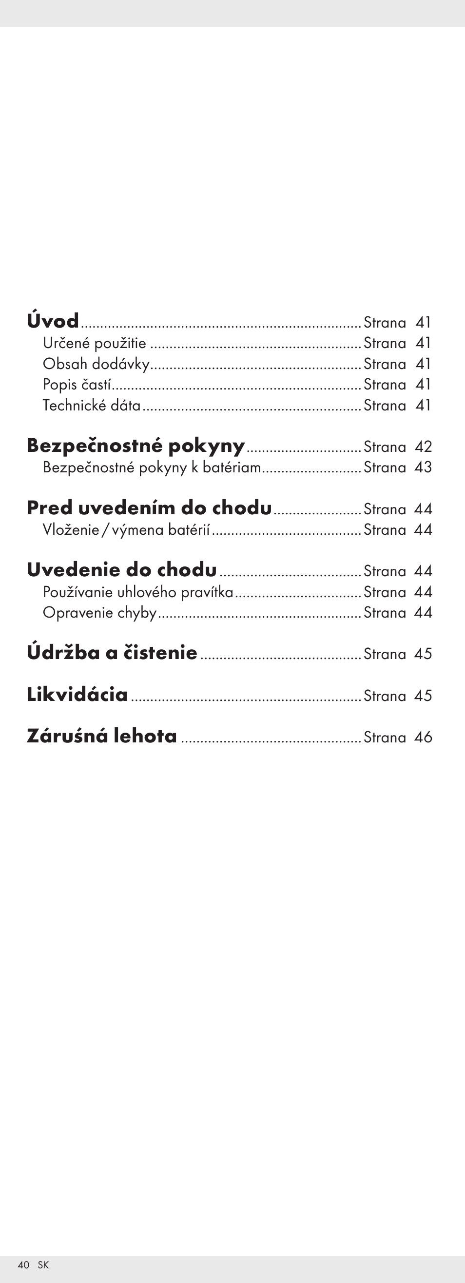 Úvod, Bezpečnostné pokyny, Pred uvedením do chodu | Uvedenie do chodu, Údržba a čistenie, Likvidácia, Záruśná lehota | Powerfix Z32118 User Manual | Page 41 / 54