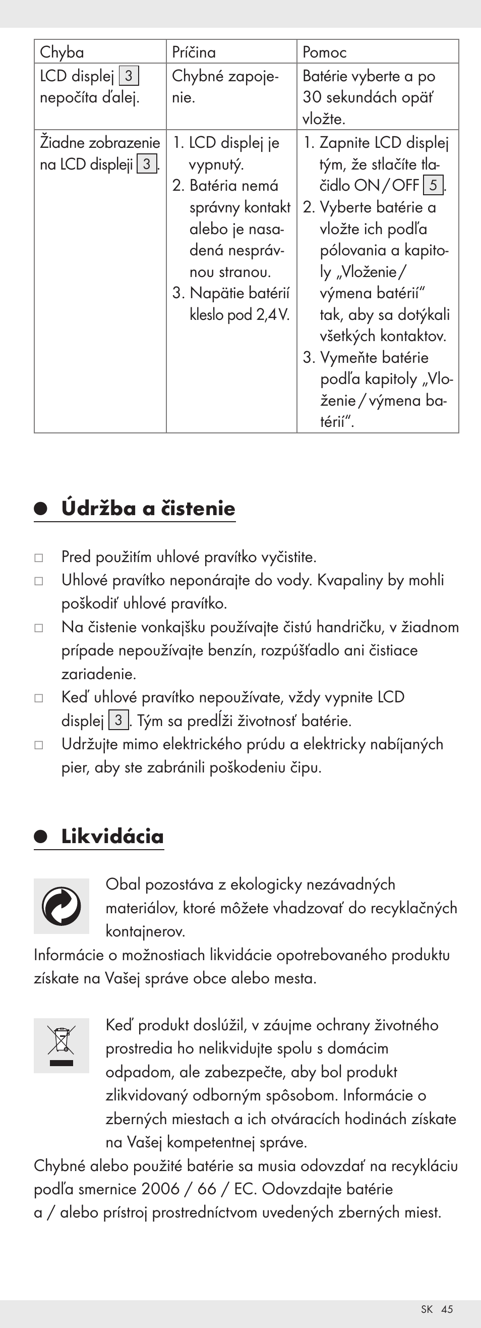 Údržba a čistenie, Likvidácia | Powerfix Z32118 User Manual | Page 46 / 54