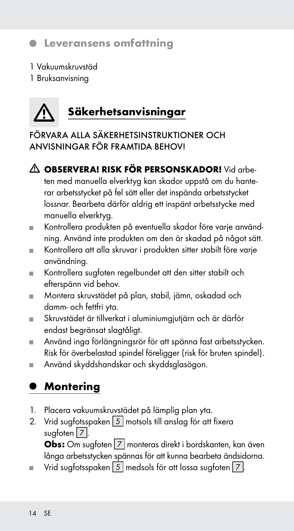 Leveransens omfattning, Säkerhetsanvisningar, Montering | Powerfix Z29760B User Manual | Page 14 / 32