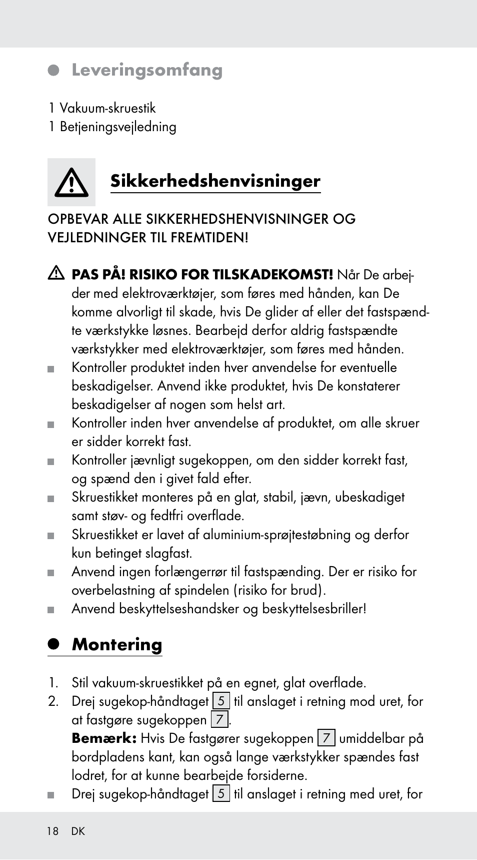 Leveringsomfang, Sikkerhedshenvisninger, Montering | Powerfix Z29760B User Manual | Page 18 / 32