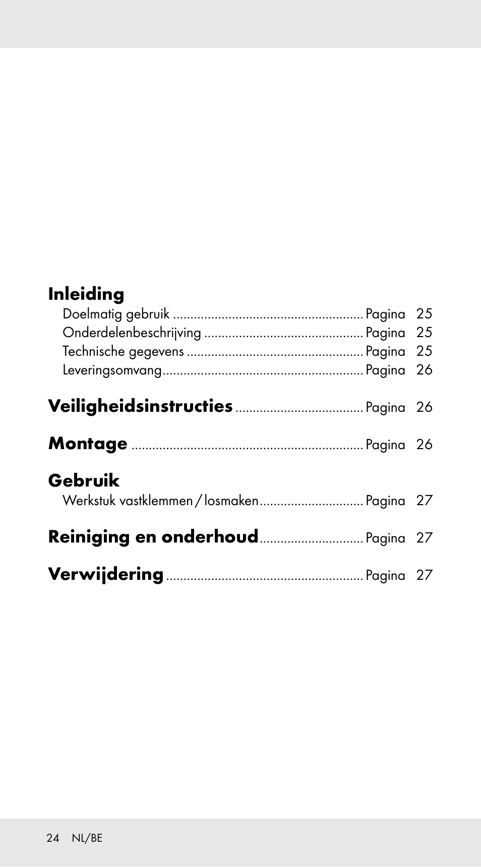 Inleiding, Veiligheidsinstructies, Montage | Gebruik, Reiniging en onderhoud, Verwijdering | Powerfix Z29760B User Manual | Page 24 / 32