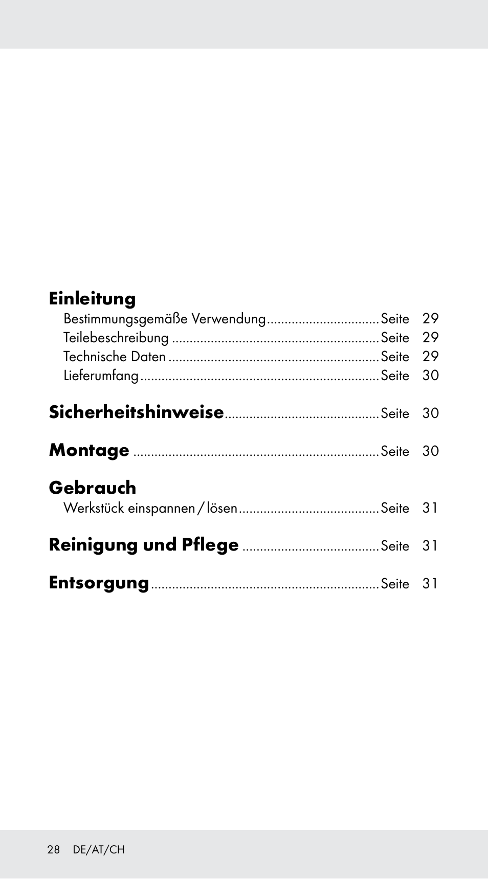 Einleitung, Sicherheitshinweise, Montage | Gebrauch, Reinigung und pflege, Entsorgung | Powerfix Z29760B User Manual | Page 28 / 32