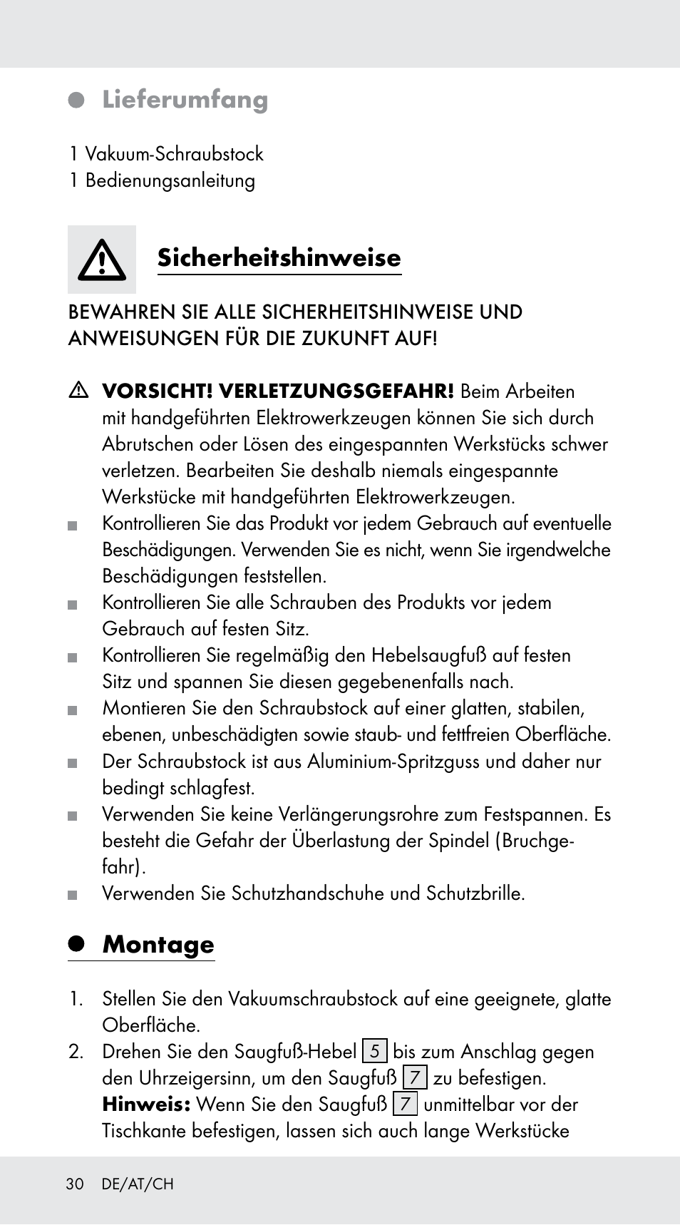 Lieferumfang, Sicherheitshinweise, Montage | Powerfix Z29760B User Manual | Page 30 / 32