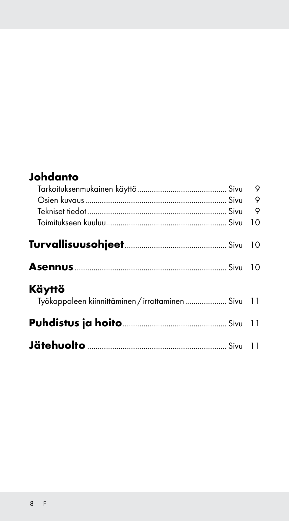 Johdanto, Turvallisuusohjeet, Asennus | Käyttö, Puhdistus ja hoito, Jätehuolto | Powerfix Z29760B User Manual | Page 8 / 32