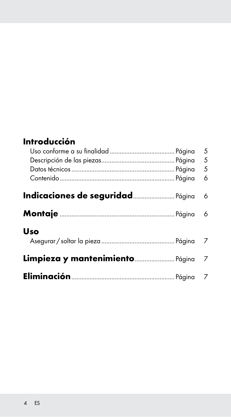 Introducción, Indicaciones de seguridad, Montaje | Limpieza y mantenimiento, Eliminación | Powerfix Z29760B User Manual | Page 4 / 24