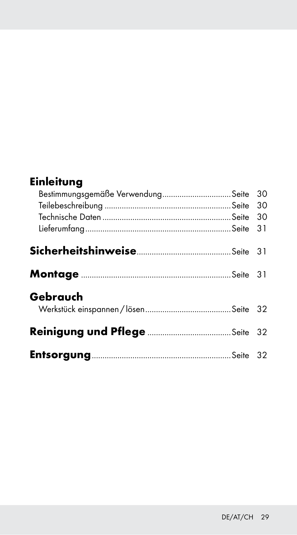 Einleitung, Sicherheitshinweise, Montage | Gebrauch, Reinigung und pflege, Entsorgung | Powerfix Z29760B User Manual | Page 29 / 33