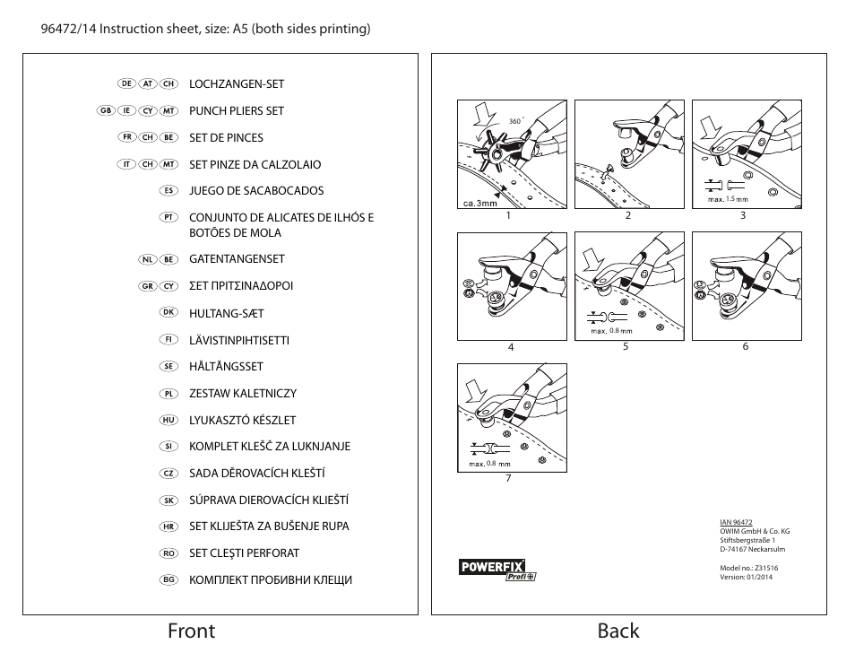 Powerfix Z31516 User Manual | 1 page