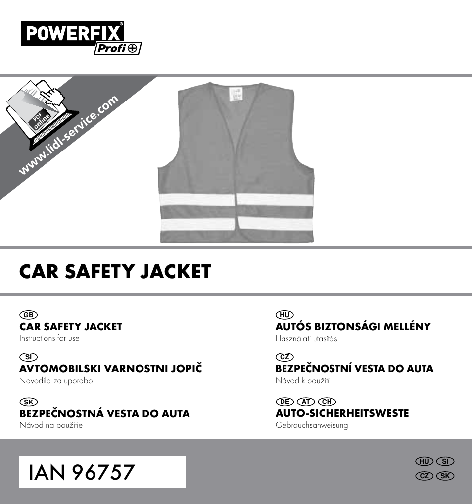 Powerfix HIGH VISIBILITY VEST User Manual | 8 pages