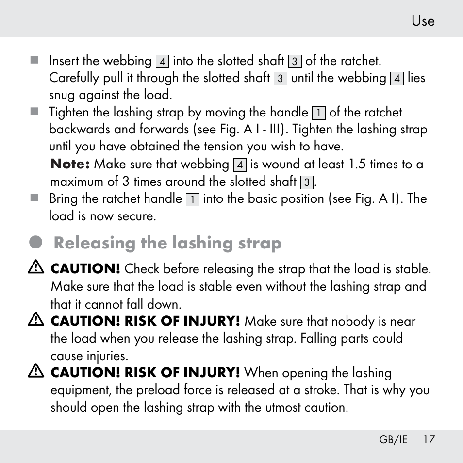 Releasing the lashing strap | Powerfix Z31361 User Manual | Page 17 / 111