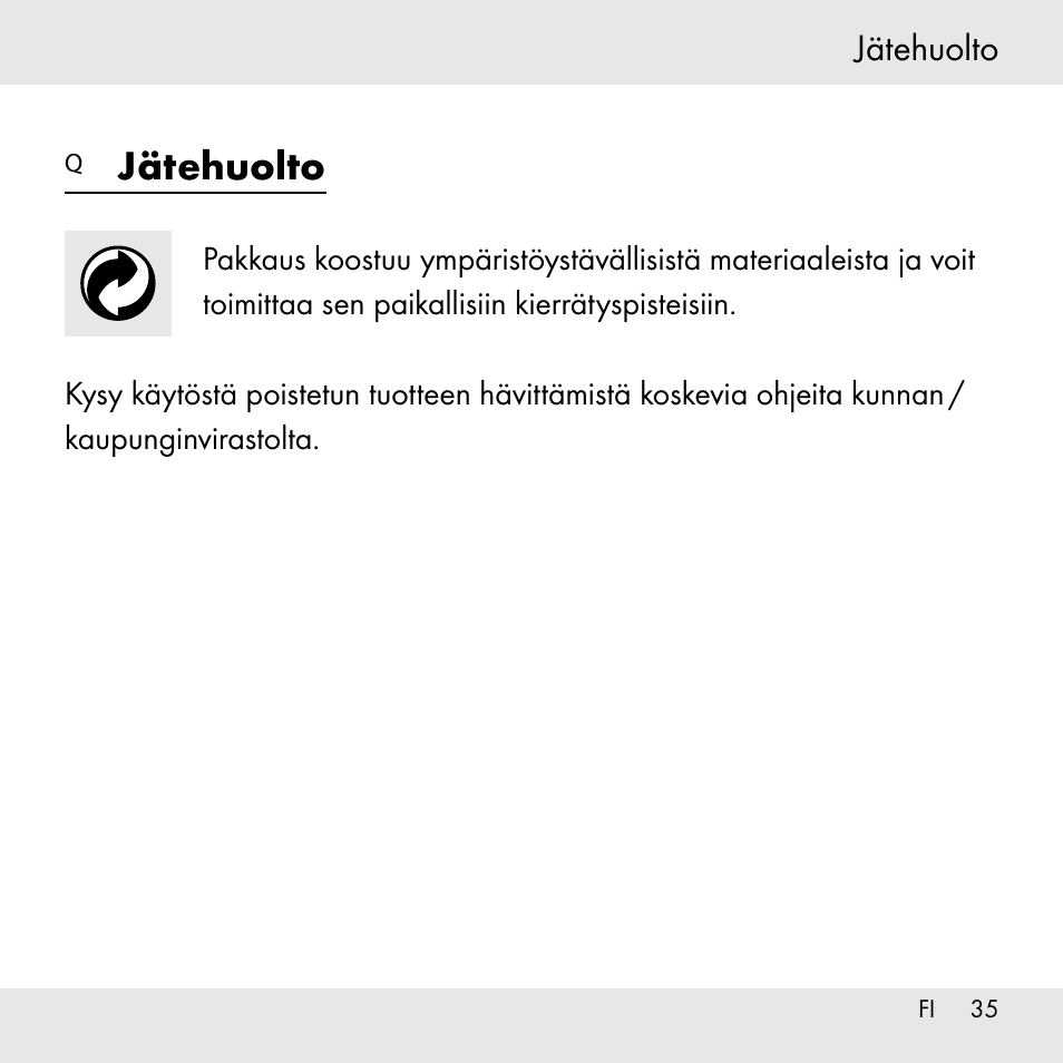 Jätehuolto | Powerfix Z31361 User Manual | Page 35 / 111