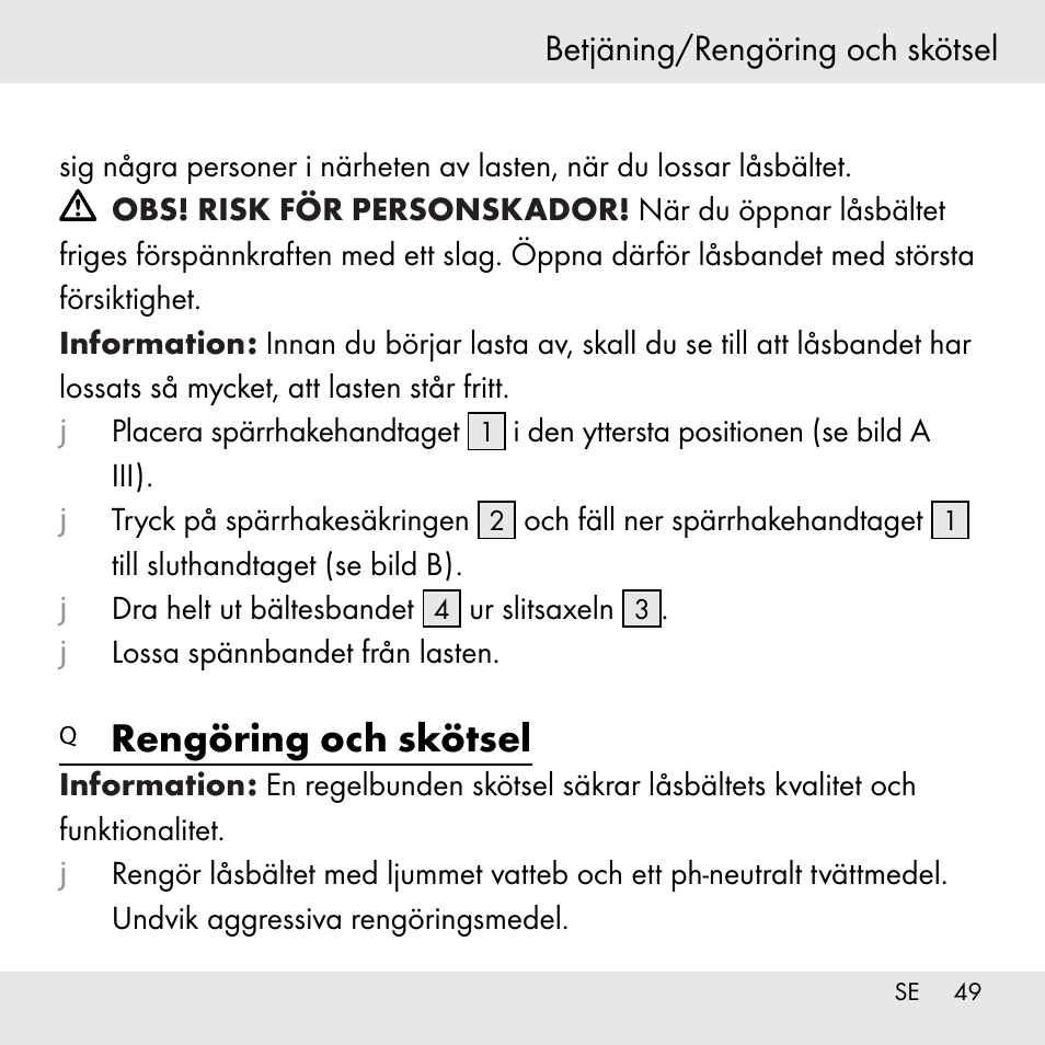 Rengöring och skötsel, Betjäning/rengöring och skötsel | Powerfix Z31361 User Manual | Page 49 / 111