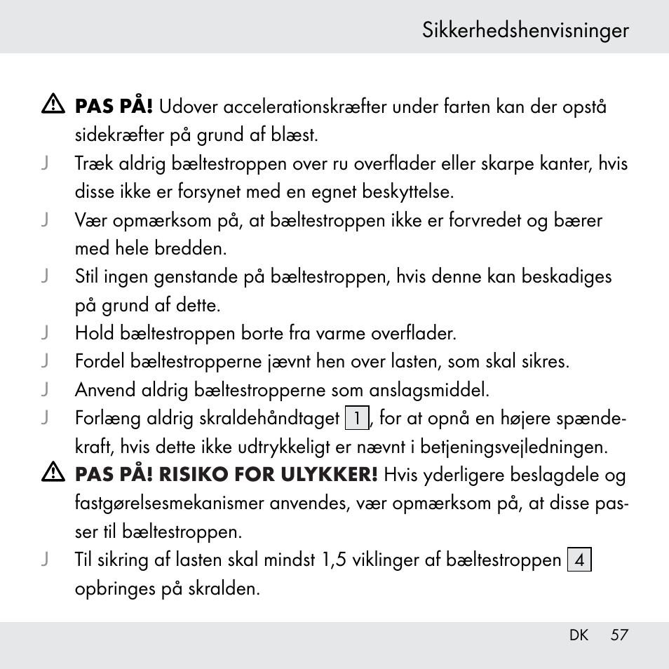 Sikkerhedshenvisninger | Powerfix Z31361 User Manual | Page 57 / 111