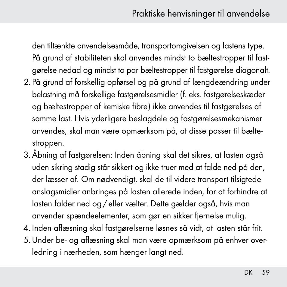 Praktiske henvisninger til anvendelse | Powerfix Z31361 User Manual | Page 59 / 111