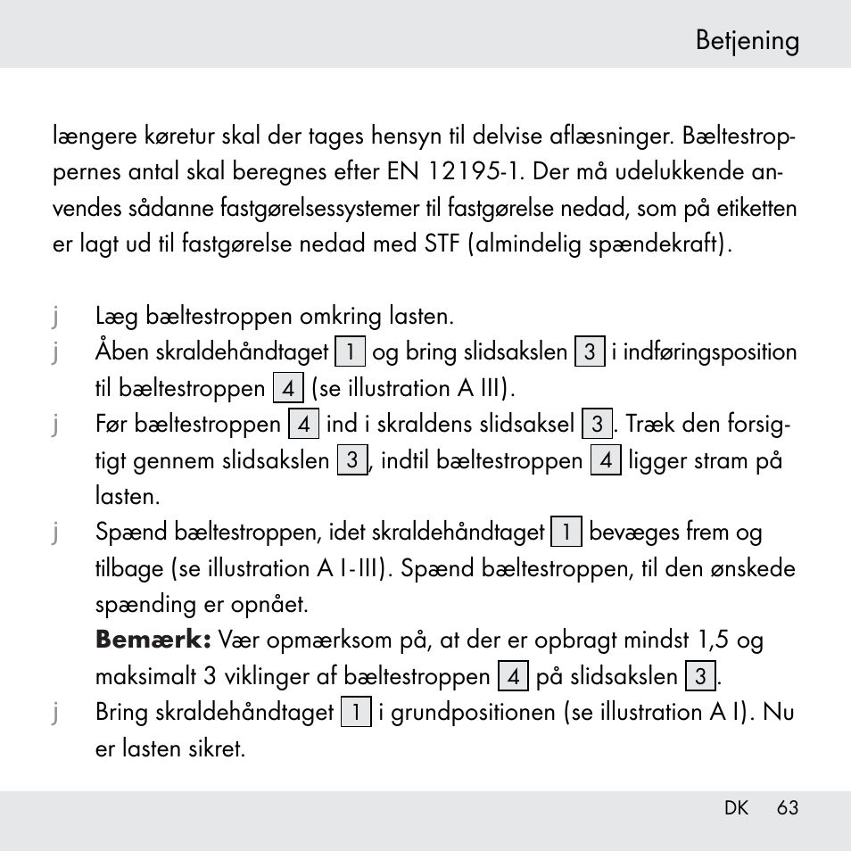 Betjening | Powerfix Z31361 User Manual | Page 63 / 111