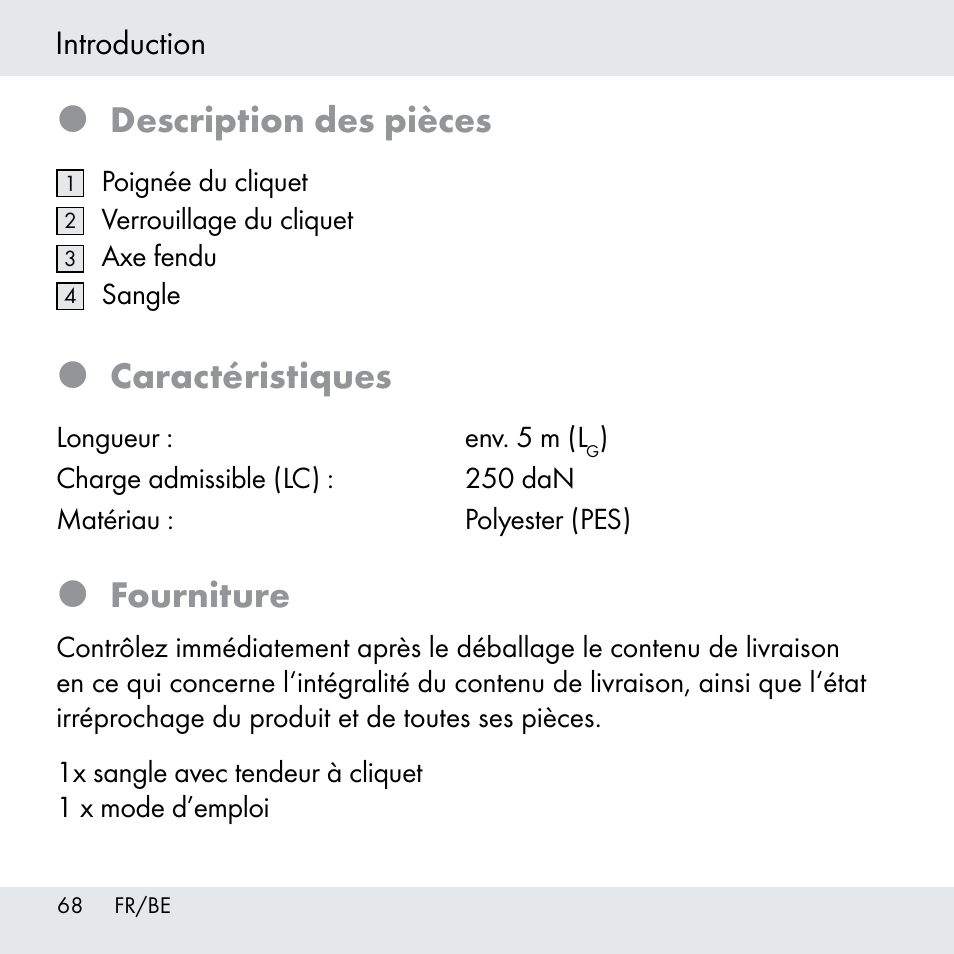 Description des pièces, Caractéristiques, Fourniture | Powerfix Z31361 User Manual | Page 68 / 111