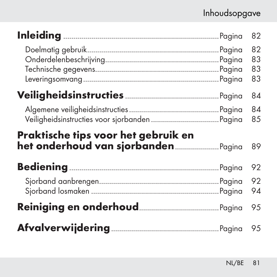 Inleiding, Veiligheidsinstructies, Bediening | Reiniging en onderhoud, Afvalverwijdering | Powerfix Z31361 User Manual | Page 81 / 111