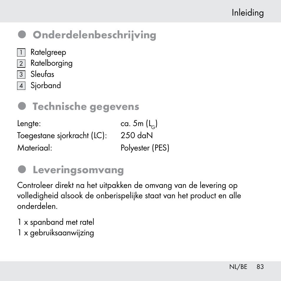 Onderdelenbeschrijving, Technische gegevens, Leveringsomvang | Powerfix Z31361 User Manual | Page 83 / 111