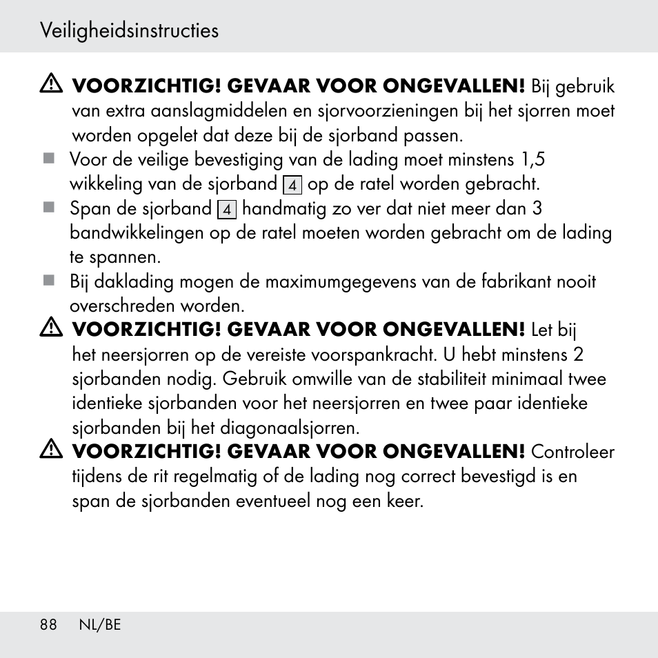 Veiligheidsinstructies | Powerfix Z31361 User Manual | Page 88 / 111