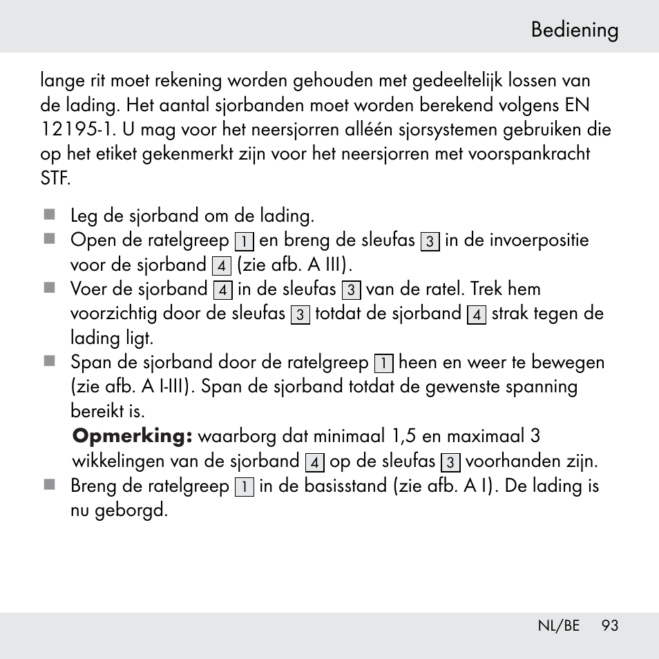 Bediening | Powerfix Z31361 User Manual | Page 93 / 111