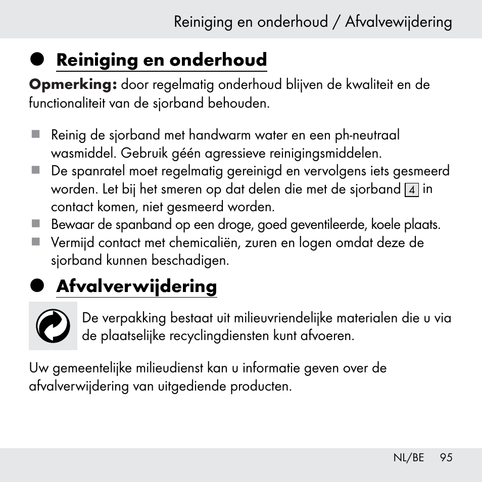 Reiniging en onderhoud, Afvalverwijdering | Powerfix Z31361 User Manual | Page 95 / 111