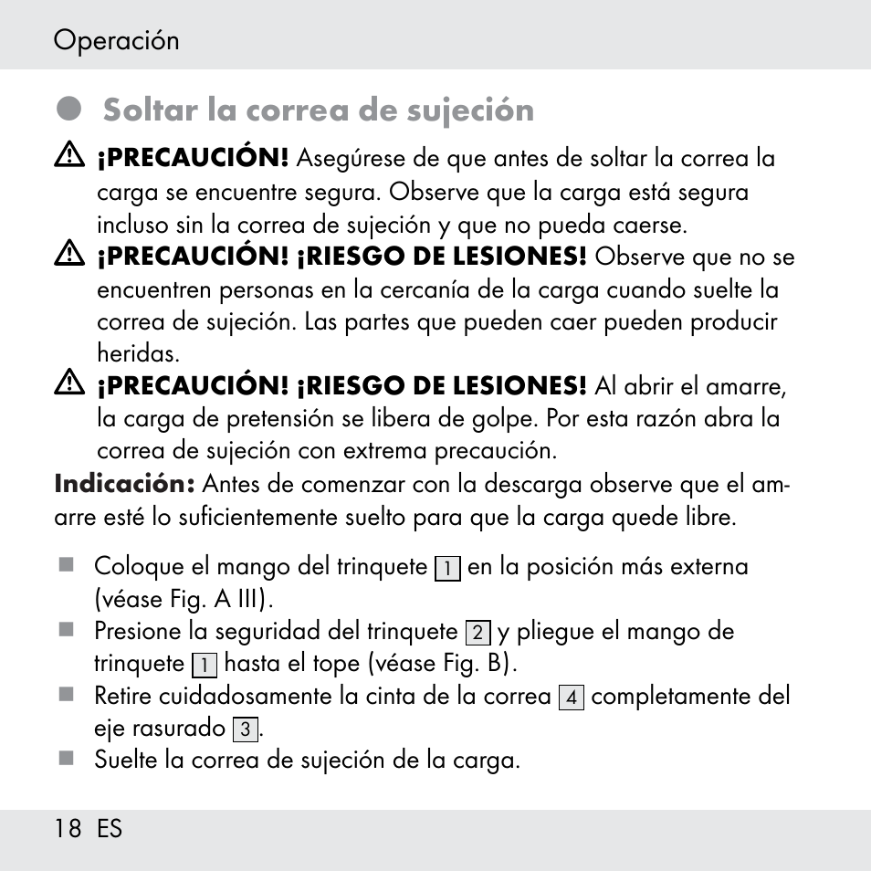 Soltar la correa de sujeción | Powerfix Z31361 User Manual | Page 18 / 80