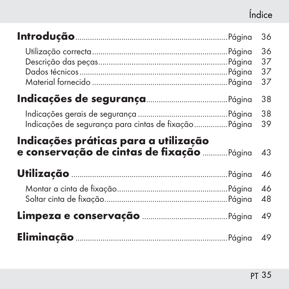 Introdução, Indicações de segurança, Utilização | Limpeza e conservação, Eliminação | Powerfix Z31361 User Manual | Page 35 / 80